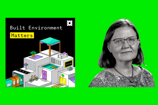 Promo for Professor Iris Tommelein, University of California, Berkeley's appearance on Bryden Wood's podcast Built Environment Matters without text